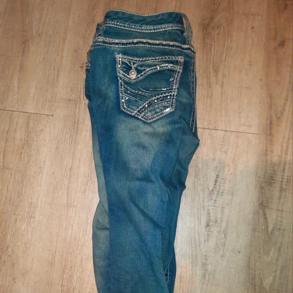 Maurices 7/8 Regular Cut Jeans In Short Bling Rhinestones
